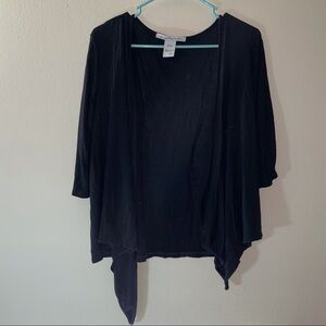 American Rag Cie Cardigan Shrug Black Tie Front Oversized Flowy Quarter Sleeve